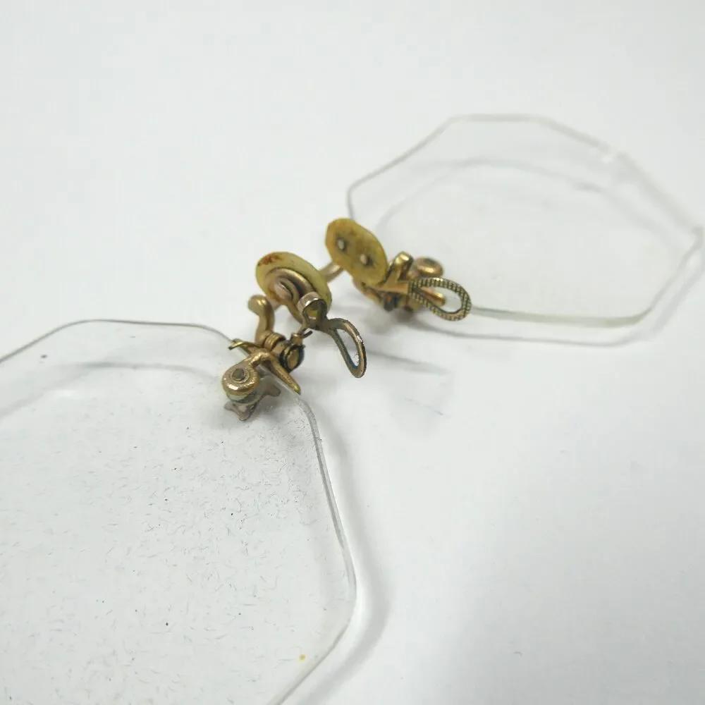 Shuron Eyeglasses Vintage Hexagon Rimless Goldtone Spectacles w/ Case